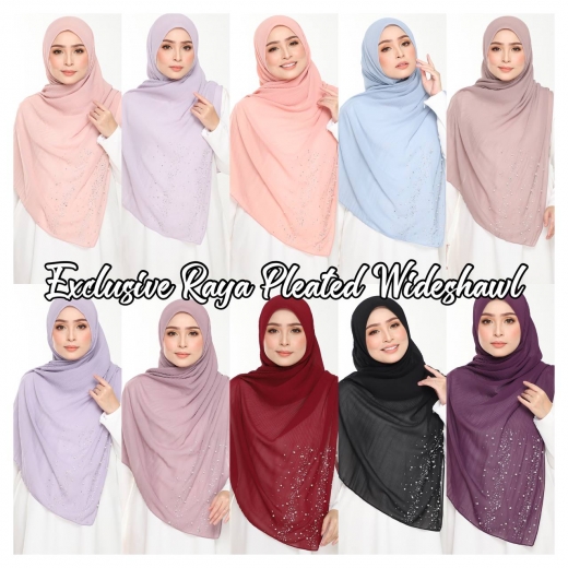Exclusive Pleated Raya Wideshawl (Half Pleated)